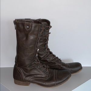 Geirard brown faux leather boots